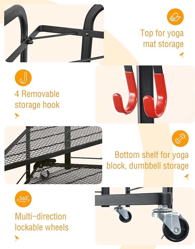 PLKOW Weight Rack for Dumbbells, Home Gym Storage for Dumbbells Yoga Mat Kettlebells, Yoga Mat Storage Rack for Garage, Home Gym - Bloomnest