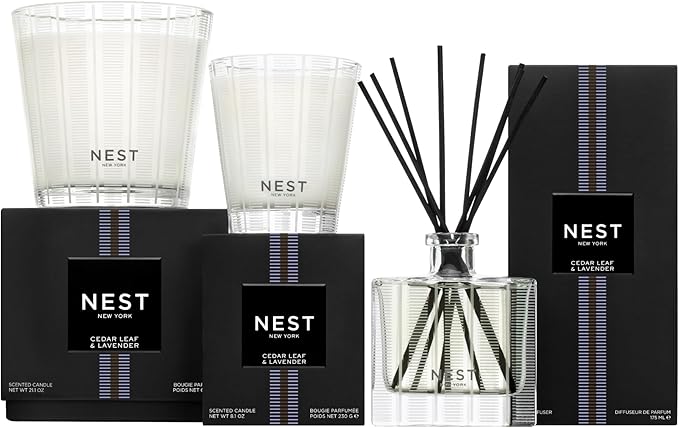 NEST New York Scented Classic Candle, Cedar Leaf & Lavender - 8.1 oz - Up to 60-Hour Burn Time - Reusable Glass Vessel - Bloomnest