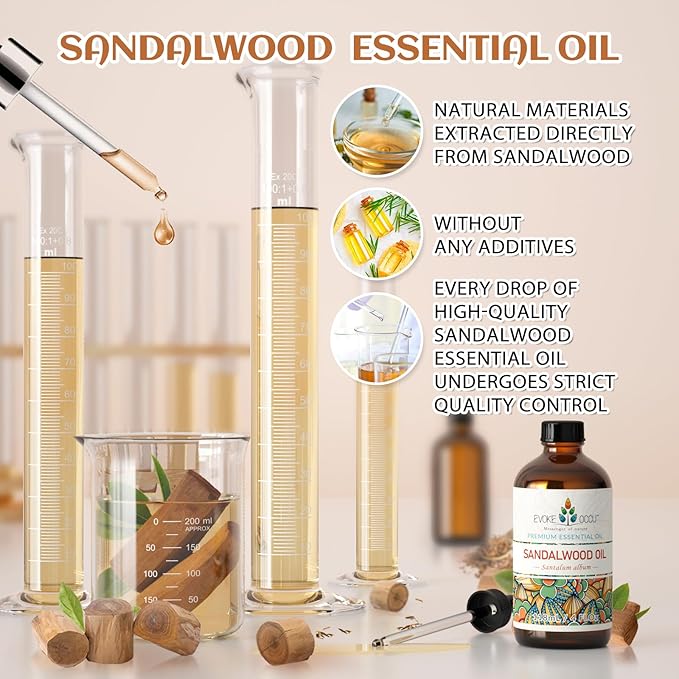EVOKE OCCU Sandalwood Essential Oils for Skin Care, Diffuser, Perfume, Candle and Soap Making - 4 FL Oz - Bloomnest