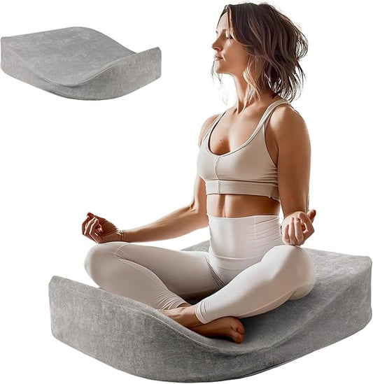 Meditation Cushion - Floor Pillow, Enlarge High Density Extremely Firm, Large Big Foam Floor Cushion Seating for Adults - Premium Yoga Pillows for Adults Gifts for Women, Men,Gray - Bloomnest