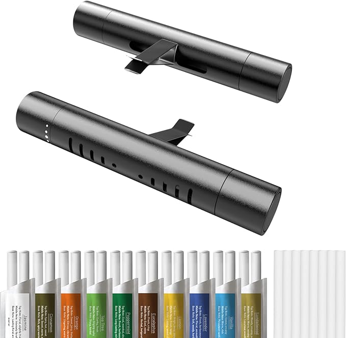 2Pcs Custom Car Air Freshener Vent Clips, Scented Sticks Kit with 10 Different Aroma Bags (2 Stick Each) & 8 Unscented Refill Sticks, Long-Lasting Odor Eliminator Car Diffuser - Bloomnest