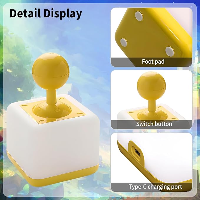 Night Light Lamp Rocker Night Light, 2-Speed Timer Bedside Night Lamp Rechargeable USB Lamp Side Table Light Night Rising Lamp LED Companion Light (Rocker Yellow) - Bloomnest