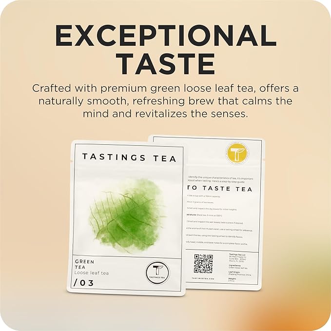 Tastings Tea Green Tea - 2.75 oz Loose Leaf | Enhanced Focus & Mental Clarity | Practice Mindfulness - Bloomnest