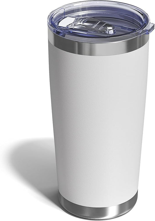 Travel Coffee Tumbler 20oz, 1 Pack Leakproof Travel Coffee Mug with Lid and Straw, Stainless Steel Double Wall Vacuum Insulated Tumbler for Hot/Iced Drinks (Textured Matte, White) - Bloomnest