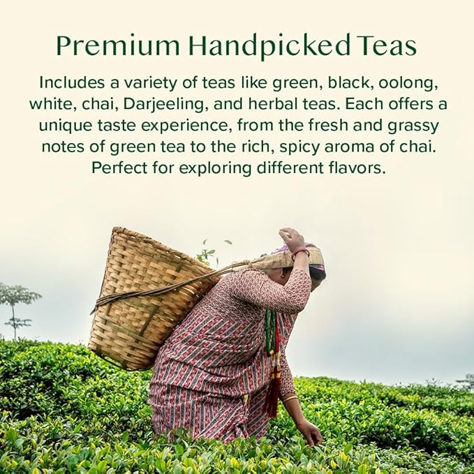 VAHDAM, World Top 20 Tea Sampler - Black, Green, Chai, Herbal & More | Assorted Loose Leaf Gift Set Variety Pack | Tea Gift Ideas for Women & Men - Bloomnest