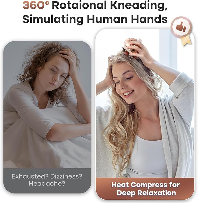 arboleaf Heated Scalp Massager Head Massager Scalp Stress Relax Hair Massager with Heat Cordless Kneading Massage Cat Massager, Gift for Mom Dad arboleaf