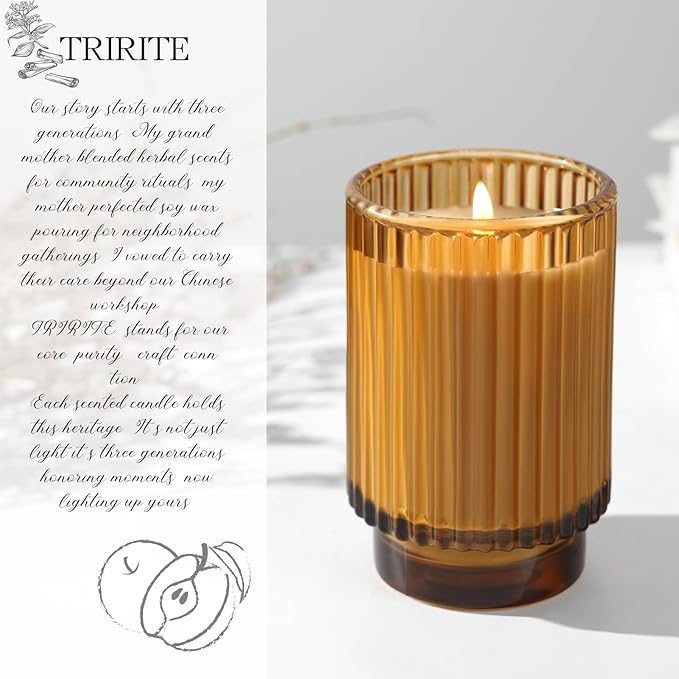 Apple Cinnamon Scented Candle Fall Candles, 70 Hours Long Burning Natural Soy Candle, Autumn Candle Gift, Luxury Candles Gifts for Women & Men, House Warming Gift - Bloomnest