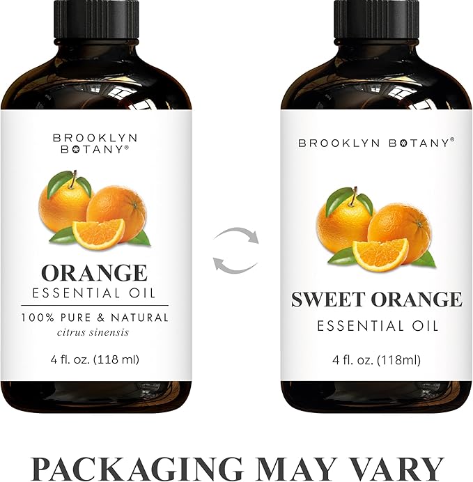 Brooklyn Botany Sweet Orange Essential Oil - Huge 4 Fl Oz - 100% Pure and Natural - Premium Grade with Dropper - for Aromatherapy and Diffuser - Bloomnest