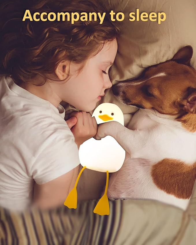 Attivolife Duck Night Light for Kids, Cute Animal Silicone Lamp Touch Control + Dimmable + Timer, USB Rechargeable LED Feeding, Bedside Bedroom Decor Birthday Gifts for Toddler Baby Women - Bloomnest