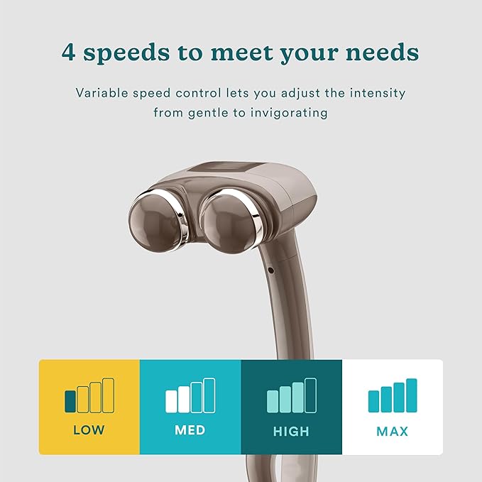 Homedics Percussion Action Massager with Heat | Adjustable Intensity, Dual Pivoting Heads | 2 Sets Interchangeable Nodes, Heated Muscle Kneading for Back, Shoulders, Feet, Legs, & Neck - Bloomnest