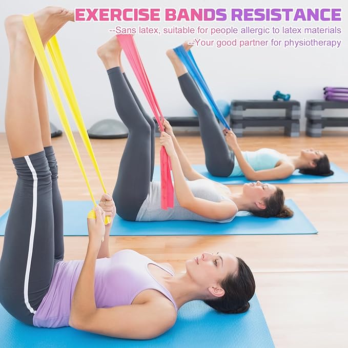 5 Pcs Resistance Bands, Professional Exercise Bands Elastic Stretch Bands for Fitness Yoga Pilates Stretching Strength Training, Workout Bands for Women and Men Home Gym - Bloomnest