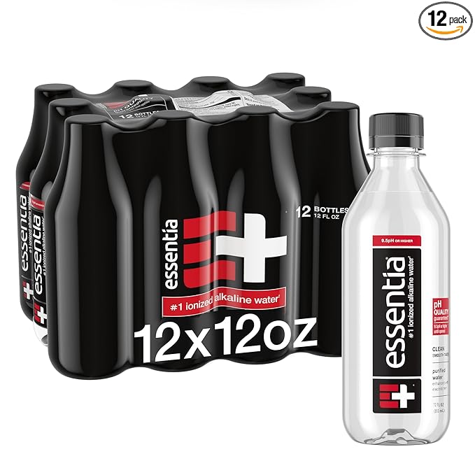 Essentia Water LLC; Ionized Alkaline Bottled Water; 99.9% Pure; 9.5 pH or Higher; Consistent Quality in Every BPA and Phthalate-Free Bottle; 12 Fl Oz (Pack of 12) - Bloomnest