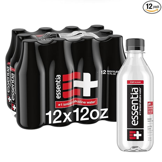 Essentia Water LLC; Ionized Alkaline Bottled Water; 99.9% Pure; 9.5 pH or Higher; Consistent Quality in Every BPA and Phthalate-Free Bottle; 12 Fl Oz (Pack of 12) - Bloomnest