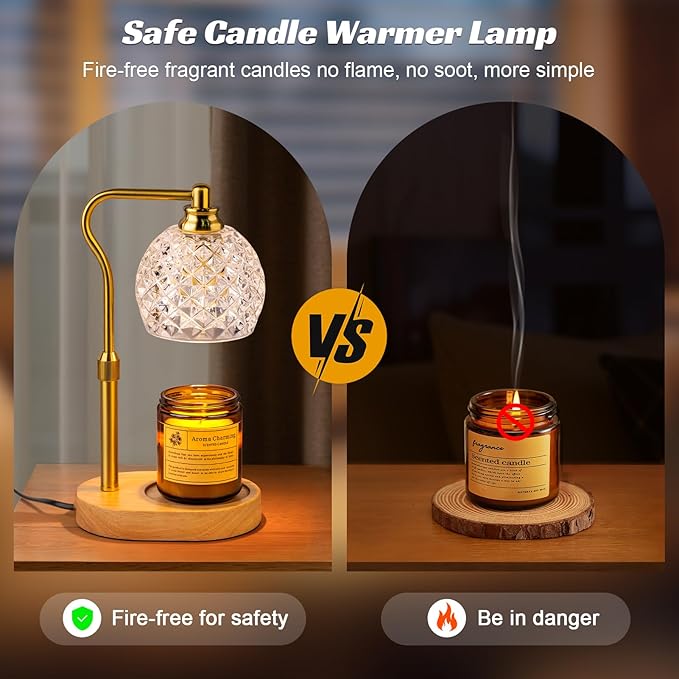 TantaScent Electric Candle Warmer Lamp in Vintage Birdcage Design with Timer – Scented Jar Candle Melter for Home Decor, Housewarming, Birthday, and Christmas (Includes 2 Bulbs) (Diamond White) - Bloomnest