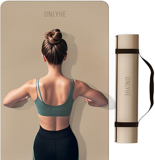 Yoga Mat Extra thick 8mm Exercise mat, Soft Lightweight TPE Fitness Mat with strap, High Elasticity, Anti-fatigue,non-slip mat for Women, Yoga, Camping, Travel, Gym & Outdoor | 72"L x 0.32"Th - Bloomnest