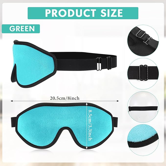 Coume Sleep Mask for Kids 3D Sleeping Blindfold Memory Foam Contoured Eye Mask with Blocking Light with Adjustable Strap(Green) - Bloomnest