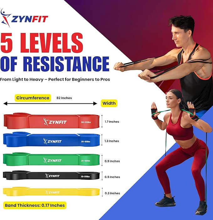 100% Natural Latex Resistance Bands Set with Door Anchor, 5-Level Pull Up Bands for Working Out, Strength Training & Physical Therapy, Workout Bands for Home Gym - Get Free A.I. Workout Plan - Bloomnest