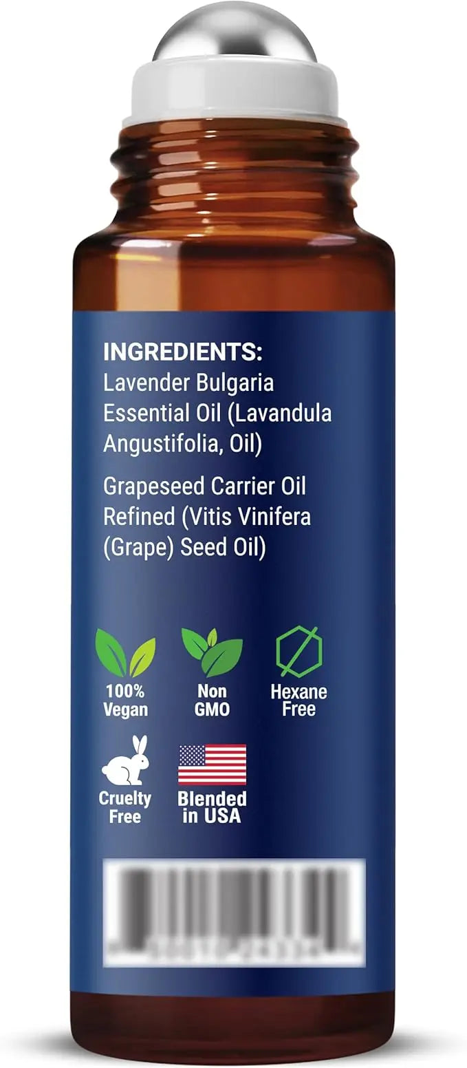 Lavender Essential Oil Roll-On 10 ml - Pure, Natural & Prediluted Oil Blend Roller for Calmness, Relaxation & Skin Care - Nexon Botanics NexonBotanics