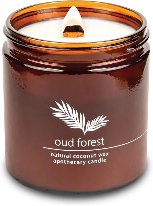 Hemlock Park Crackling Wood Wick Candle Handcrafted with Natural Coconut Wax (Large 16 oz, Oud Forest)