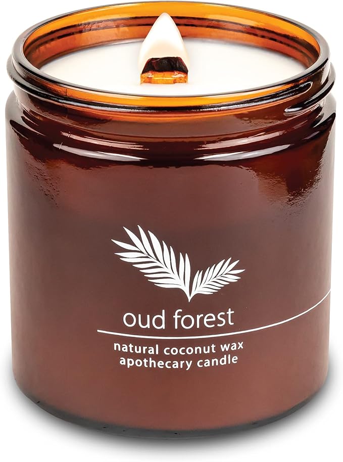 Hemlock Park Crackling Wood Wick Candle Handcrafted with Natural Coconut Wax (Large 16 oz, Oud Forest) - Bloomnest