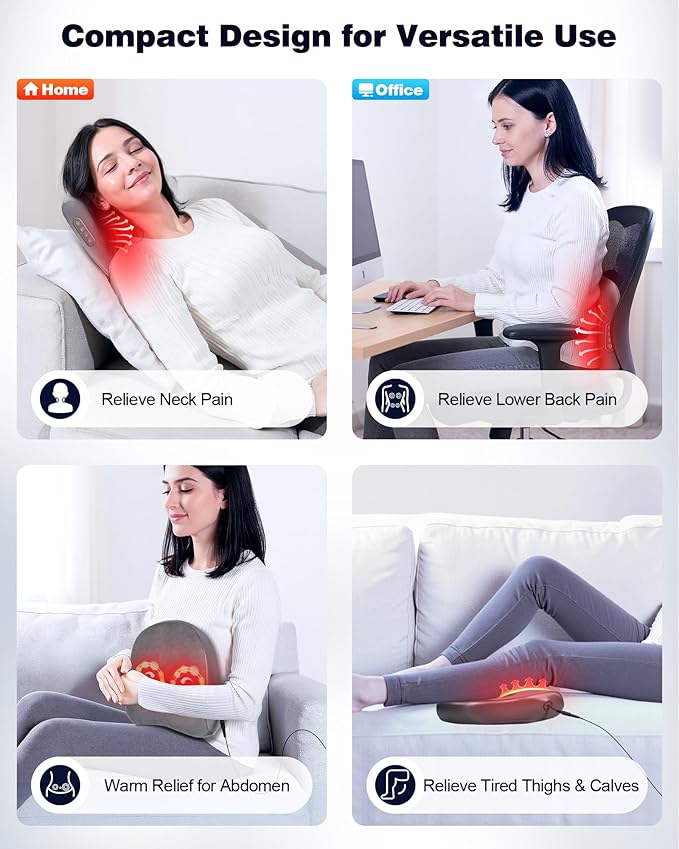 Shiatsu Back and Neck Massager with Heat – Deep Kneading Massage Pillow for Relaxation – Corded Design for Full Body Use - for Loved Ones - Bloomnest