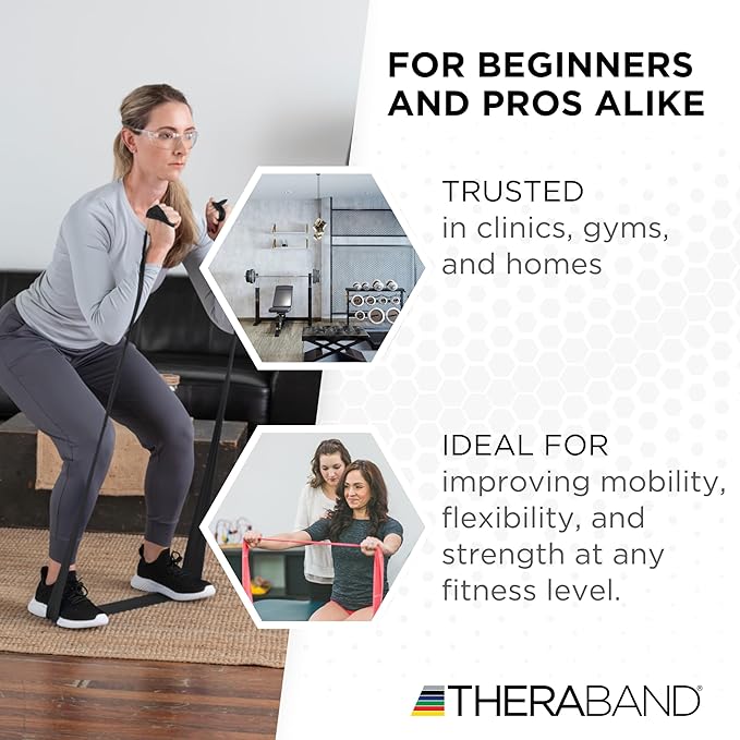 THERABAND Resistance Band 25 Yard Roll, Non-Latex Professional Elastic Stretch Bands for Upper & Lower Body Exercise Workouts, Physical Therapy, Lower Pilates, Flexibility, & Rehab, Dispenser Box - Bloomnest