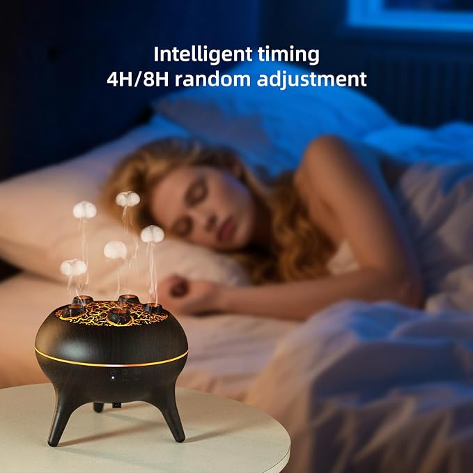 Essential Oil Diffuser 250ML,Jellyfish Diffuser Air Humidifiers Sound Pickup Ultrasonic Aromatherapy Diffuser Remote Control 7 Color Lights for Home Bedroom Office Hotel (Brown Color) - Bloomnest