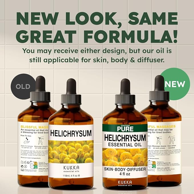 KUKKA Helichrysum Essential Oils - 4 Fl Oz - for Hair, Skin, Diffuser, Aromatherapy & DIY Soap Making Scent - Bloomnest