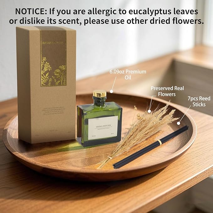 Reed Diffuser, 6.09 oz Citrus Grove Scent Diffuser with Sticks & Dried Flowers, 120 Days Long Lasting Diffusers for Home, Elegant Fragrance for Bathroom Bedroom Office Decor Air Fresh - Bloomnest