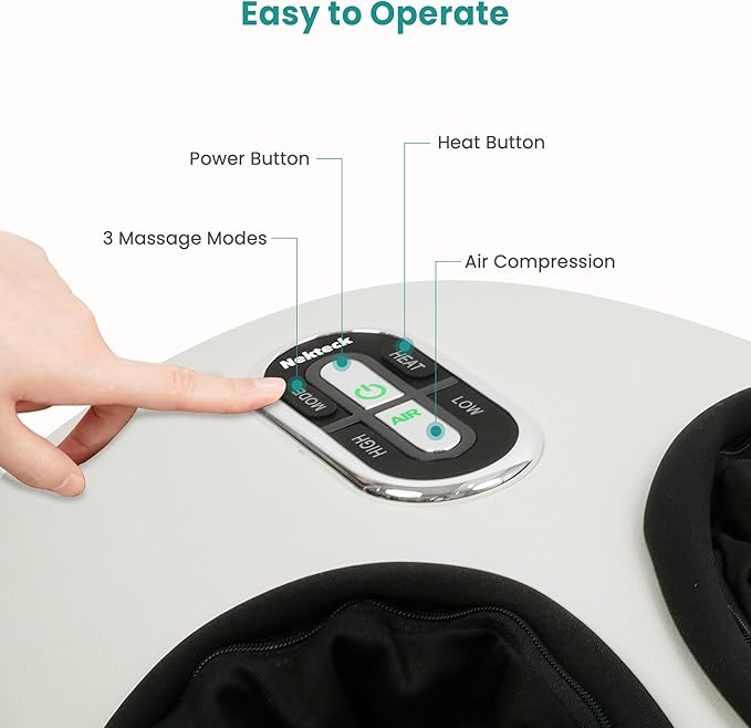 Nekteck Shiatsu Foot Massager Machine with Soothing Heat, FSA Eligible Air Compression Deep Kneading Therapy, HSA Massage Tools Improve Blood Circulation Foot Wellness, Fits Size Up to US 11