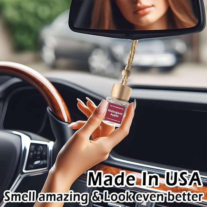 C Classy Car Air Freshener Hanging 2 Pack, Mahogany Apple Essential Oil Diffuser for Cars, Long-Lasting Fragrance, Cute Car Accessories, C ar Air Fresheners for Women & Men Gift, Made in USA - Bloomnest
