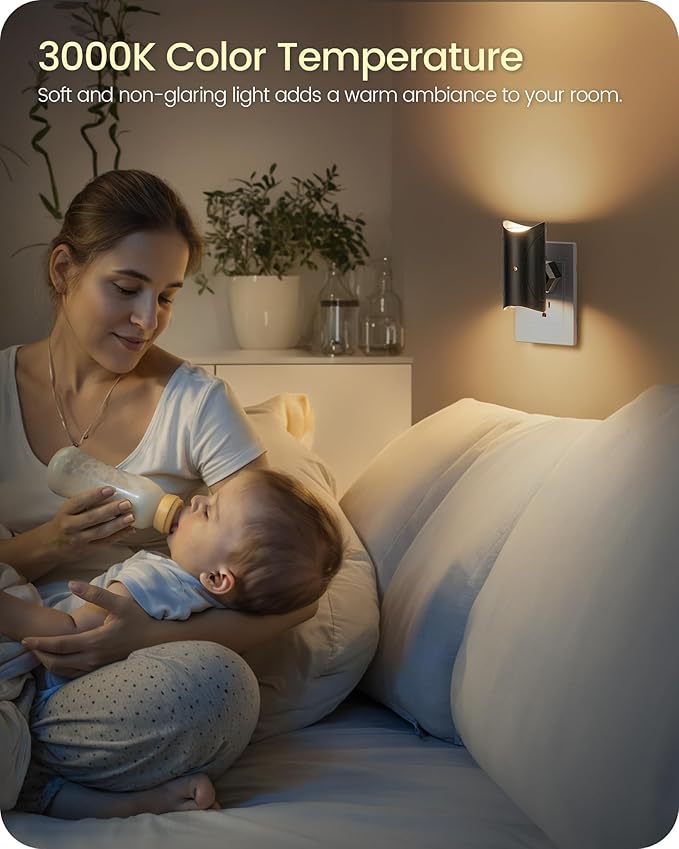 LED Night Lights Plug into Wall, Dimmable Plug in Night lights, Auto On/Off Dusk to Dawn Indoor Night Lights, 3000K Warm Light, 0-100LM, Bathroom Lights for Hallway, Bedroom, Stairway 4 Pack - Bloomnest