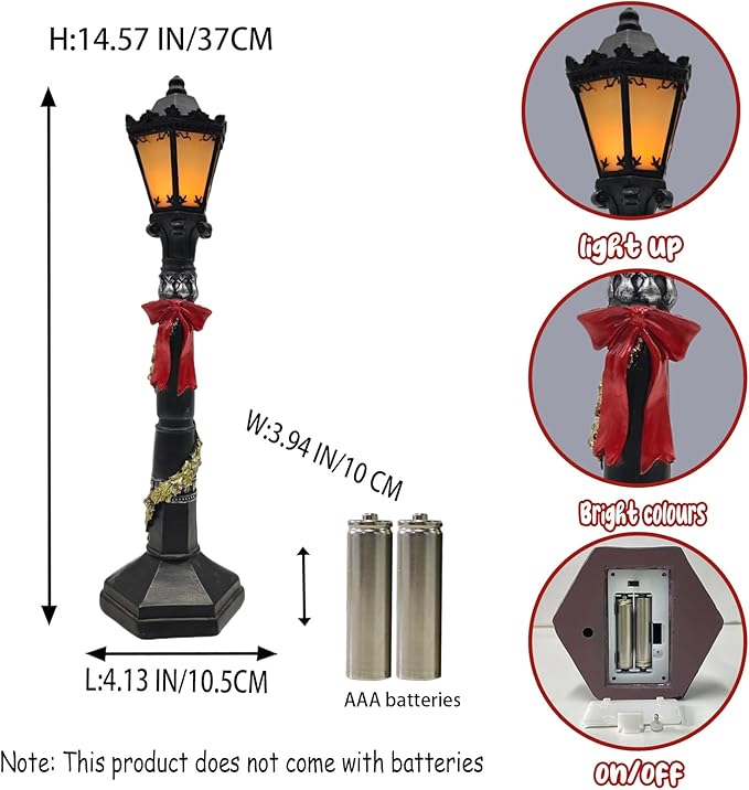 Christmas Lighthouse with Red Bow - LED Light Up Lantern Statue - Battery Powered Nautical Holiday Decor for Mantel, Coastal Christmas Village, Gift - Bloomnest