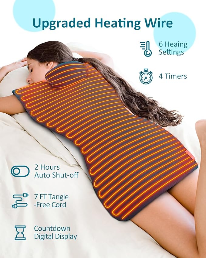 Heating Pad for Back, Valentines Day Gifts for Her, Extra Large Heat Pad for Full Body Relax, Electric Heated Wrap for Neck Shoulders, Anniversary & Birthday Gifts for Women Mom Grandma Sister Wife - Bloomnest