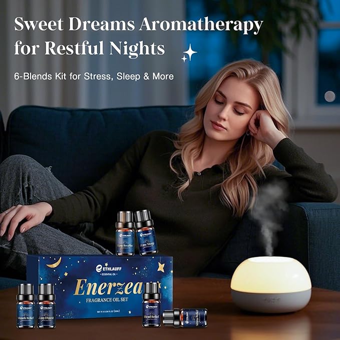 Essential Oil Blends, Essential Oils for Diffusers for Home, Relax Fragrance Oils Kit- Stress Relief, Sweet Dreams, Head Relief, Relax, Immunity for Aromatherapy, Humidifiers, Massage, 6x10ml - Bloomnest