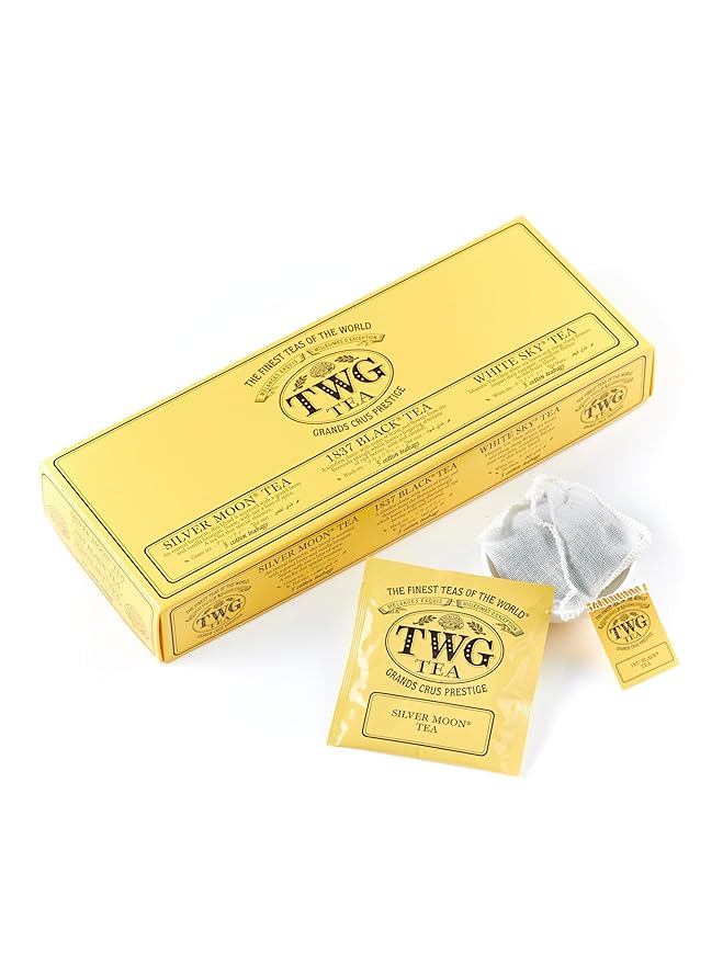TWG Tea | Moon & Sky Selection | 3 Varieties | Exclusive Tea Blends | 15 Hand Sewn Cotton Teabags | Gift Set - Bloomnest
