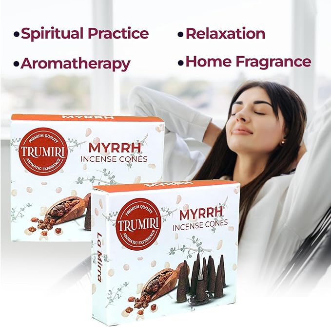 TRUMIRI Myrrh - Scented Incense Cones - Total 20 Cone Incense - Dual Pack of 10 Insence Cones - Incense Cones Scented - Cone Incense Scents - Insense Cones - Incent Cone TRUMIRI