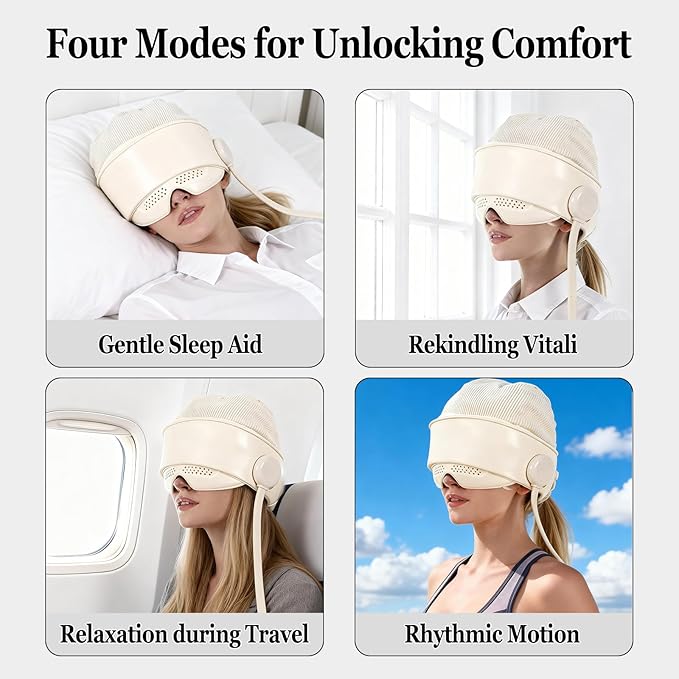 Head Massager with Heat,Head Massager for Headaches,Electric Rechargeable Head and Eye Massage Tool,6 Airbag Massage Zones,3 Heat Levels,4 Massage Modes Bloomnest