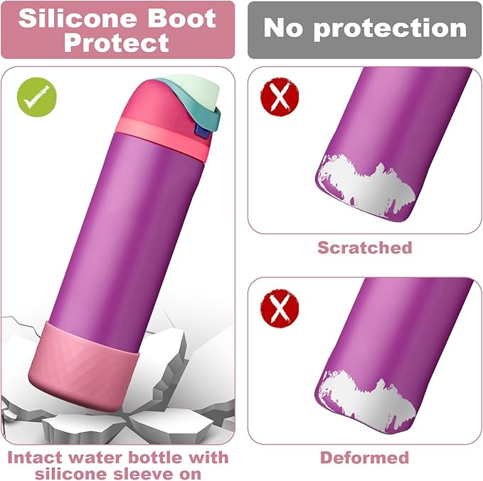 2PCS Silicone Water Bottle Boot for Owala 24oz 32oz 40oz, Anti-Slip Protective Sleeve Bottom Bumper Protector for FreeSip, Twist, and Flip Stainless Steel Water Bottles Alwenid