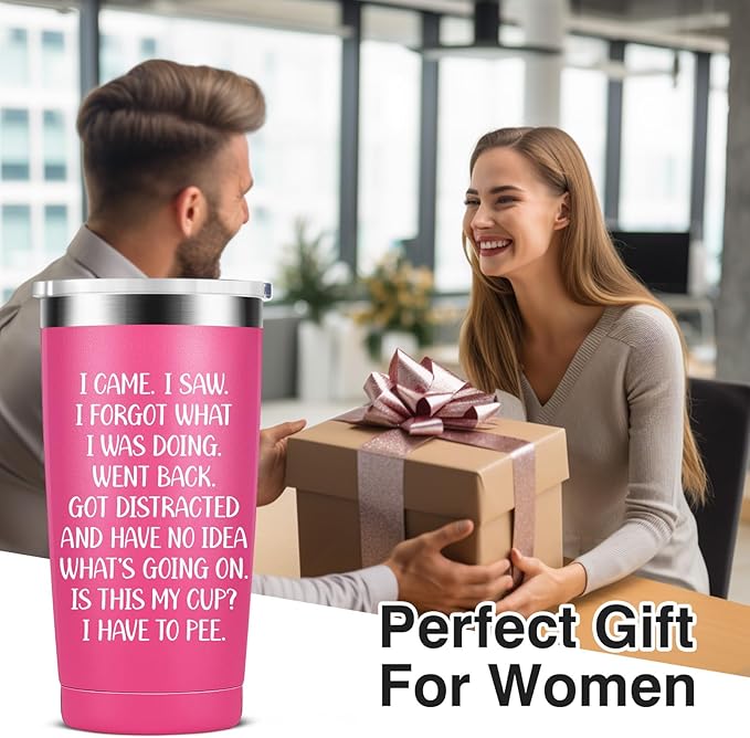 Fun Birthday Gifts for Women - I Came I Saw Coffee Mug Drinking Cups for Elderly Senior Citizen - 40, 50, 60, 70 Year Old Gag Gift for Female Her, 20oz Stainless Steel Insulated Tumbler - Bloomnest