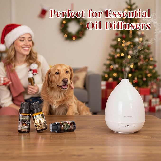 Christmas Essential Oils Gift Set, 8 Pcs Winter Essential Oils for Diffusers for Home, Candle and Soap Making, Aromatherapy Oils for Diffuser, Humidifiers, Skin Care, Massage, Gift for Women & Men - Bloomnest