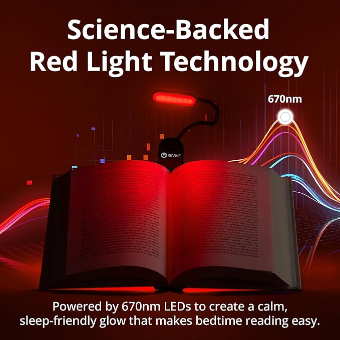 Revive - 670nm Red Reading Light by Gamma - Sleep Therapy - Melatonin Promoting Natural Sleep Aid - Bloomnest