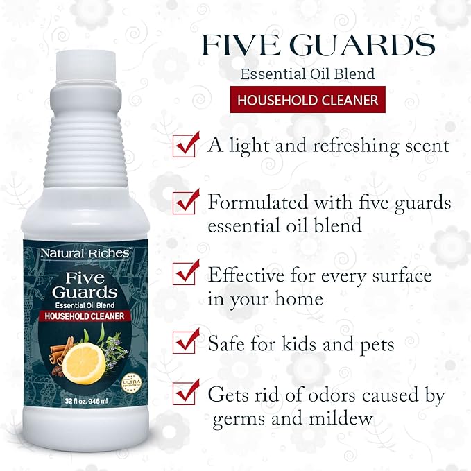 Natural Riches Household Cleaner Concentrate Five Guards from The Tales of French stories of Thieves Essential Oil Blend Household Cleaner - 32 fl oz - Bloomnest