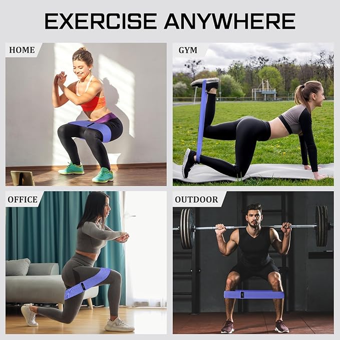 12 Pcs Fabric Resistance Bands for Working Out Booty Workout Stretch Exercise Bands Non Slip for Legs Squat Resistance Loop for Women Men Starter Butt Hip Thigh Fitness - Bloomnest