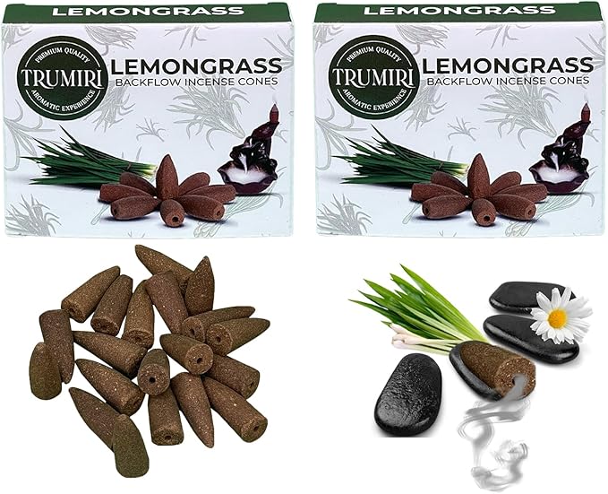 TRUMIRI Lemongrass Backflow Incense - Dual Pack of 10 Cones - Waterfall Effect TRUMIRI