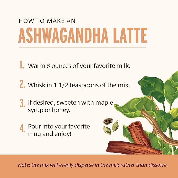 Banyan Botanicals Ashwagandha Latte – Caffeine-Free Organic Herbal Latte Mix – Instant Herbal Adaptogen Drink for Energy, Relaxation, and Nourishment* – 4.2 oz – Non-GMO Sustainably Sourced Vegan - Bloomnest
