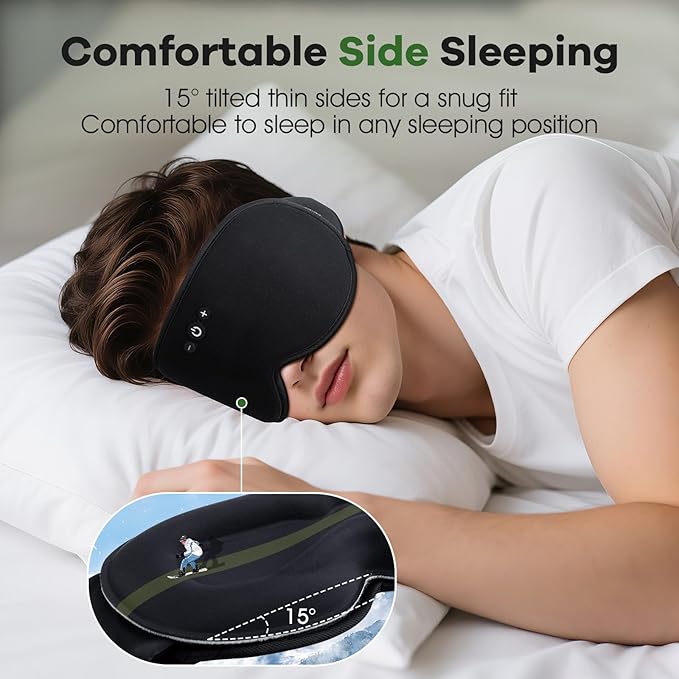 3D Sleep Headphones with Bluetooth 5.4 Sleep Mask, Bamboo Cotton Music Wireless Bluetooth Eye Mask for Sleeping, Earphones HD Speaker Microphone for Travel, Gifts for Men Women, Removable - Bloomnest