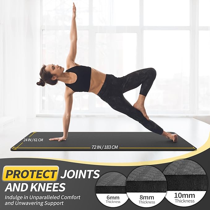CAMBIVO Yoga Mat for Women Men Kids, 1/3 & 1/4 & 2/5 Inch Extra Thick Yoga Mat Non Slip, 72" x 24" TPE Yoga Mats, Workout Mat with Carrying Strap for Yoga, Pilates and Floor Exercises - Bloomnest