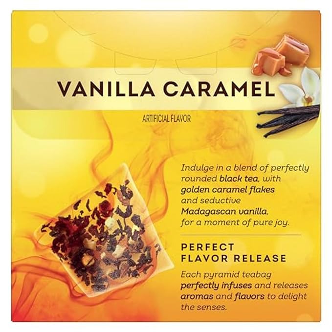 Lipton Black Tea Vanilla Caramel, Pyramid Tea Bags, Flavored Teabags, 20 Total Bags - Bloomnest