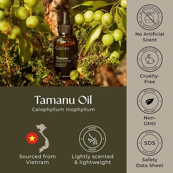 Gya Labs Tamanu Carrier Oil - 1 Fl Oz - for Hair, Skin, Face, Scalp & Body Massage - Bloomnest